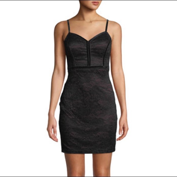 Guess Velvet-Trimmed Lace BodyCon Dress - Picture 3 of 3